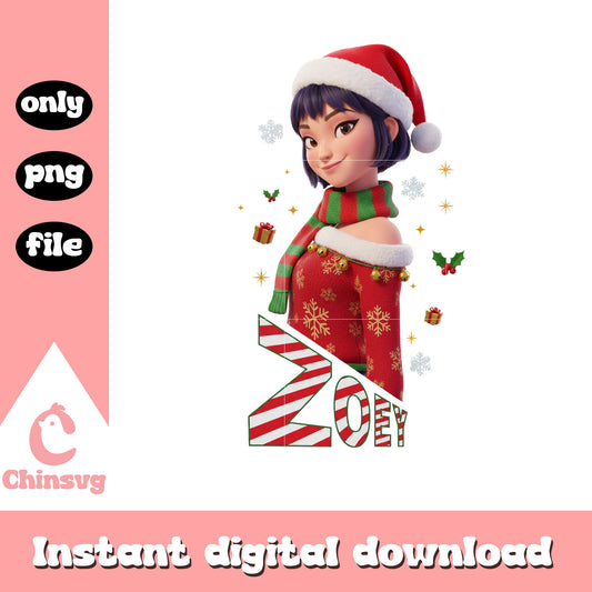 Zoey huntrix christmas outfit png, zoey kpop demon hunters png