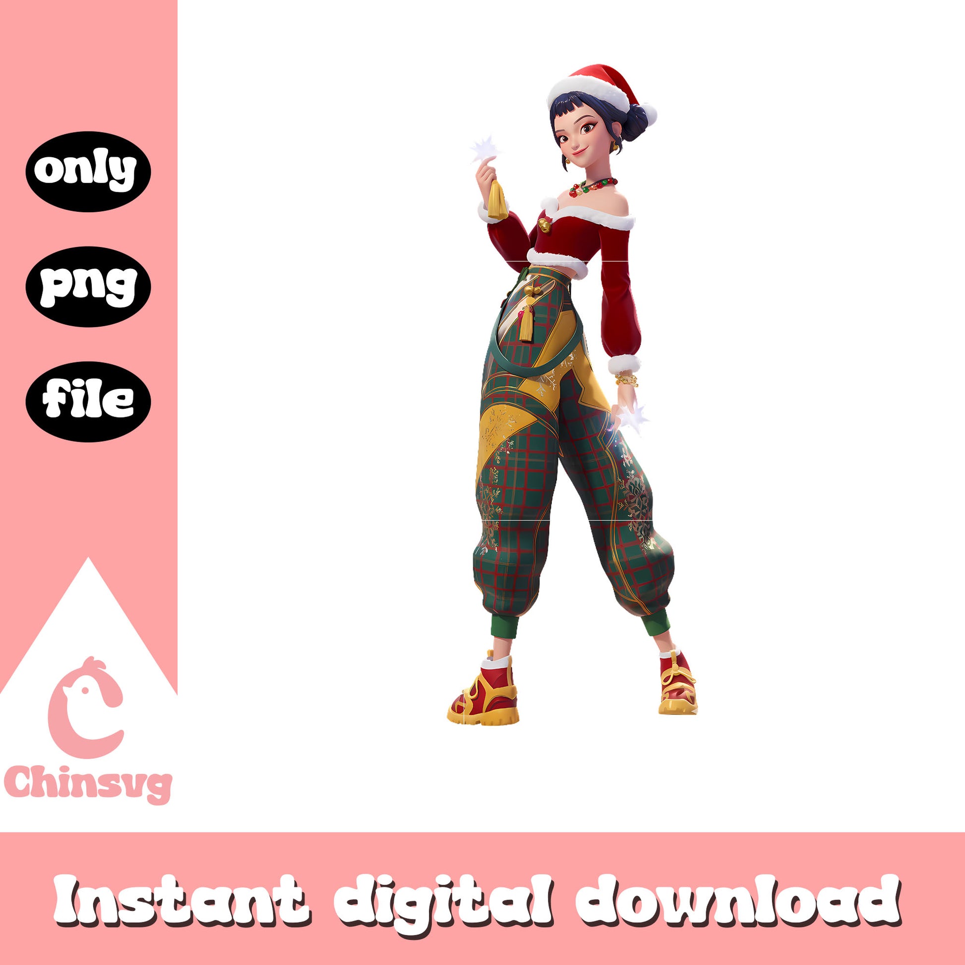 Zoey huntrix christmas posing design png, zoey huntrix png