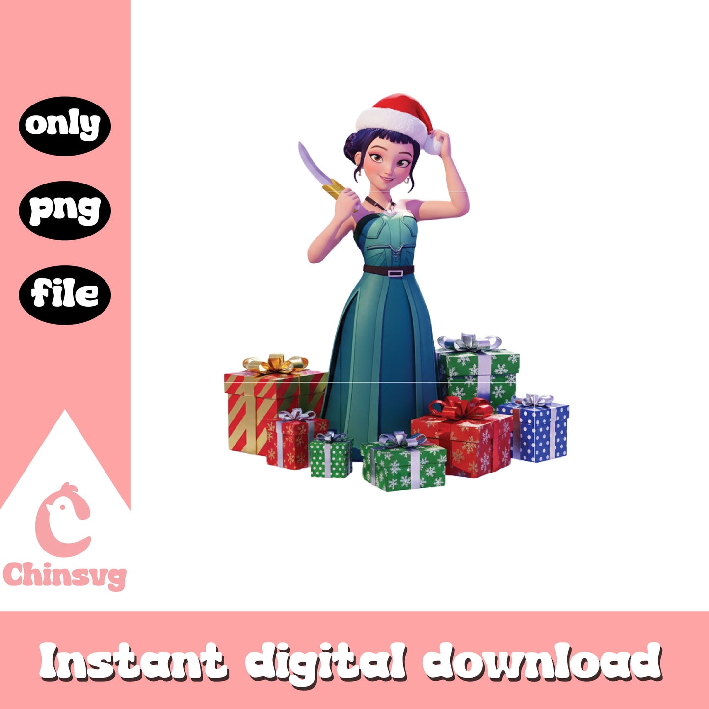 Zoey huntrix christmas presents png, zoey character png