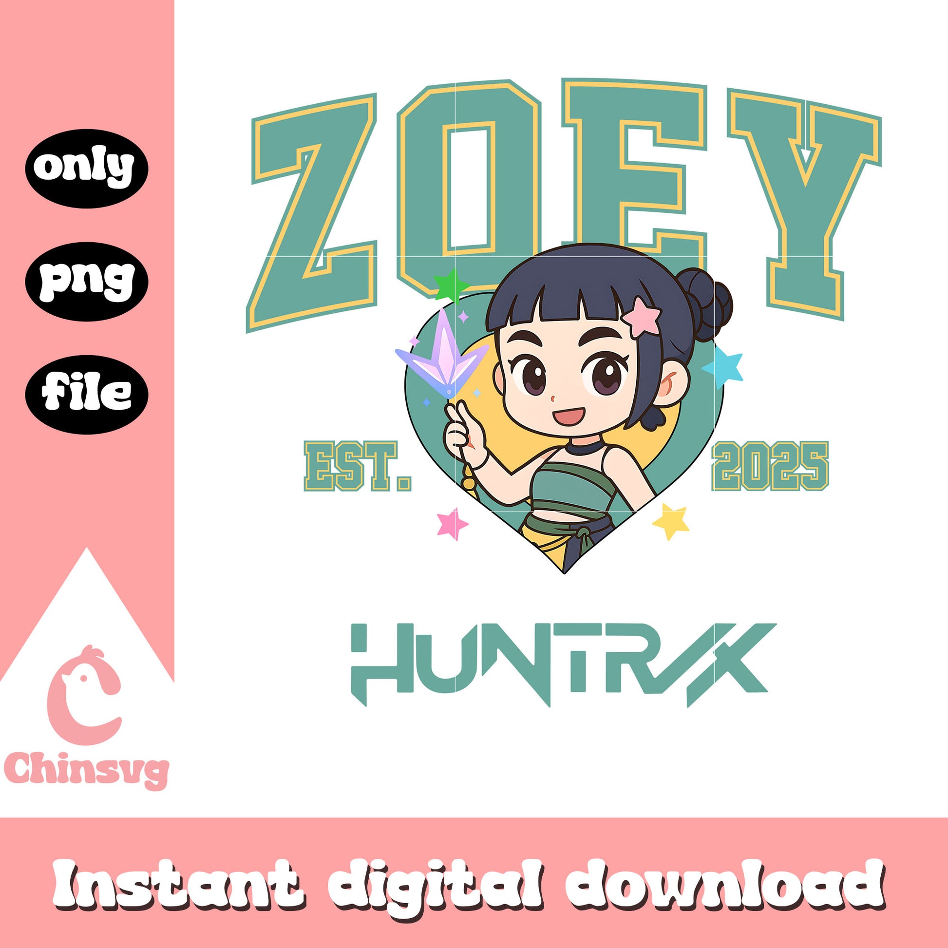 Zoey huntrix est 2025 christmas heart png, kpop zoey png