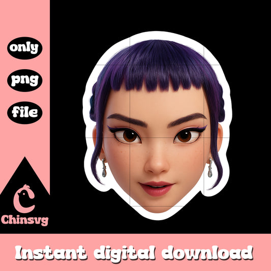 Zoey huntrix face png, zoey kpop demon hunters png, hip hop png