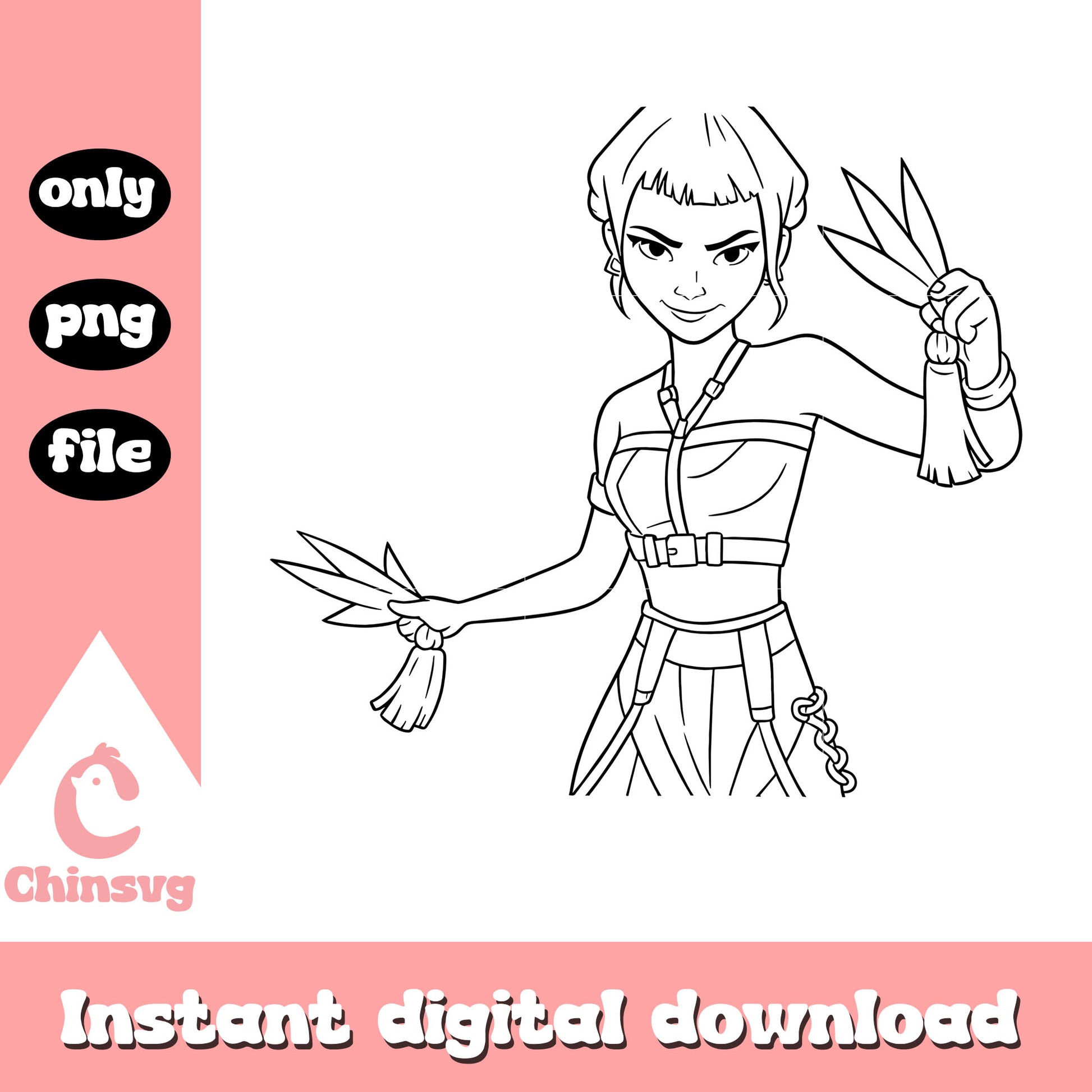 Zoey huntrix hunter form outline png, zoey huntrix png