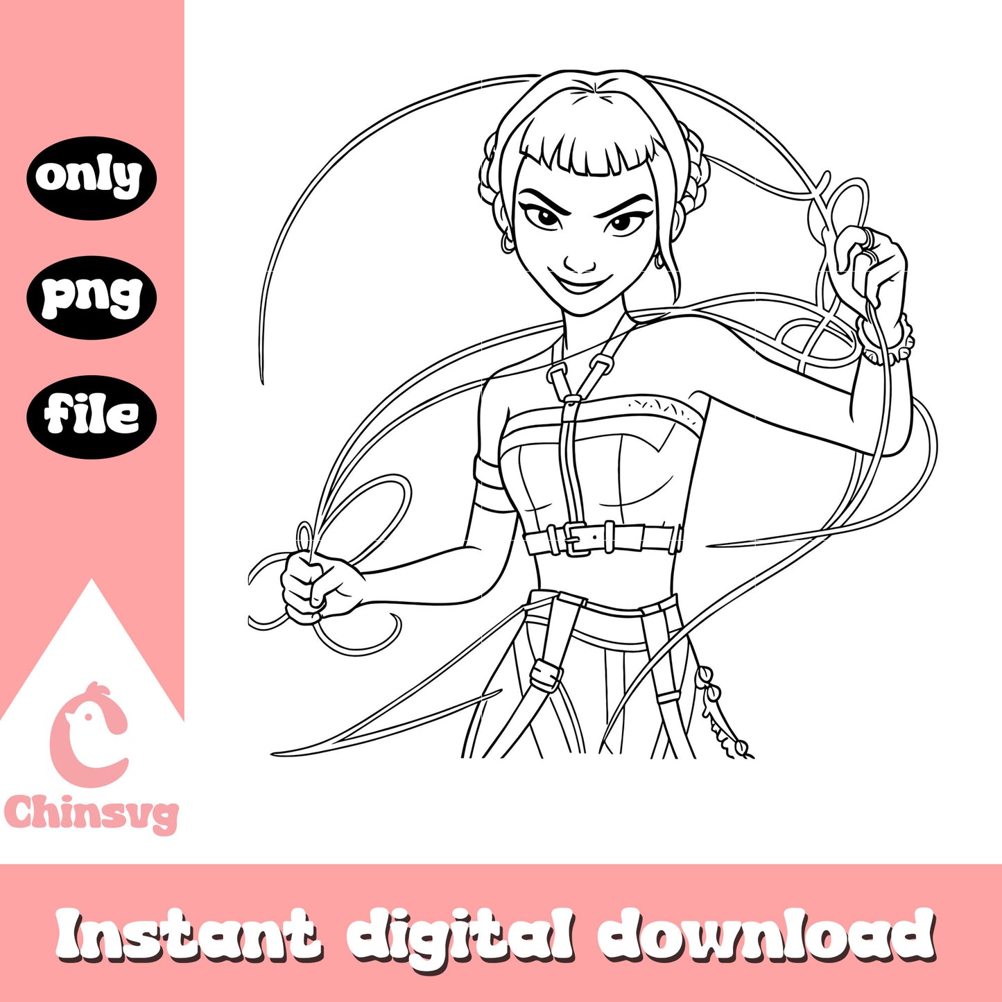 Zoey huntrix hunter outline png, zoey character png
