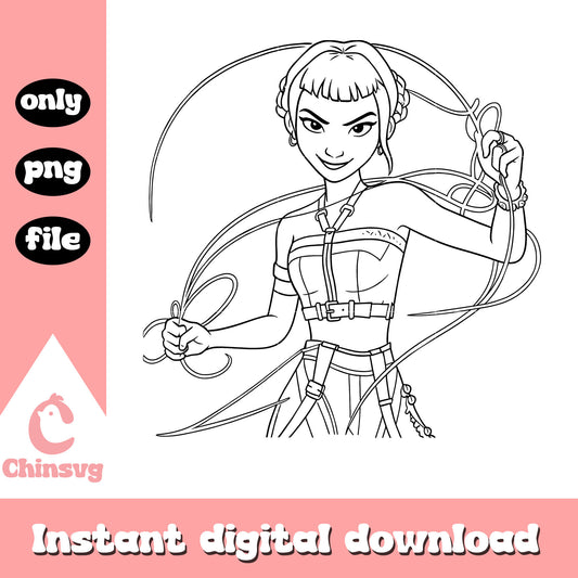 Zoey huntrix hunter outline png, zoey character png
