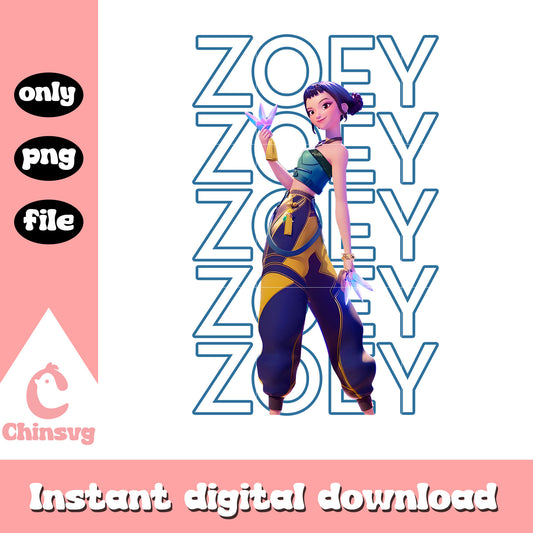 Zoey huntrix member design png, zoey character png