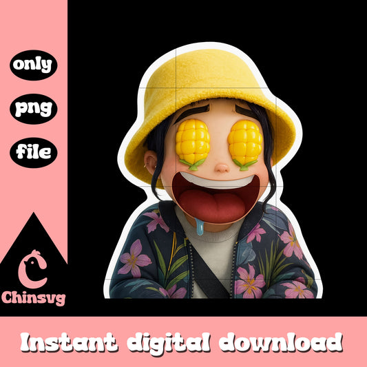 Zoey kpop hunters corn eyes funny design png, zoey huntrix png