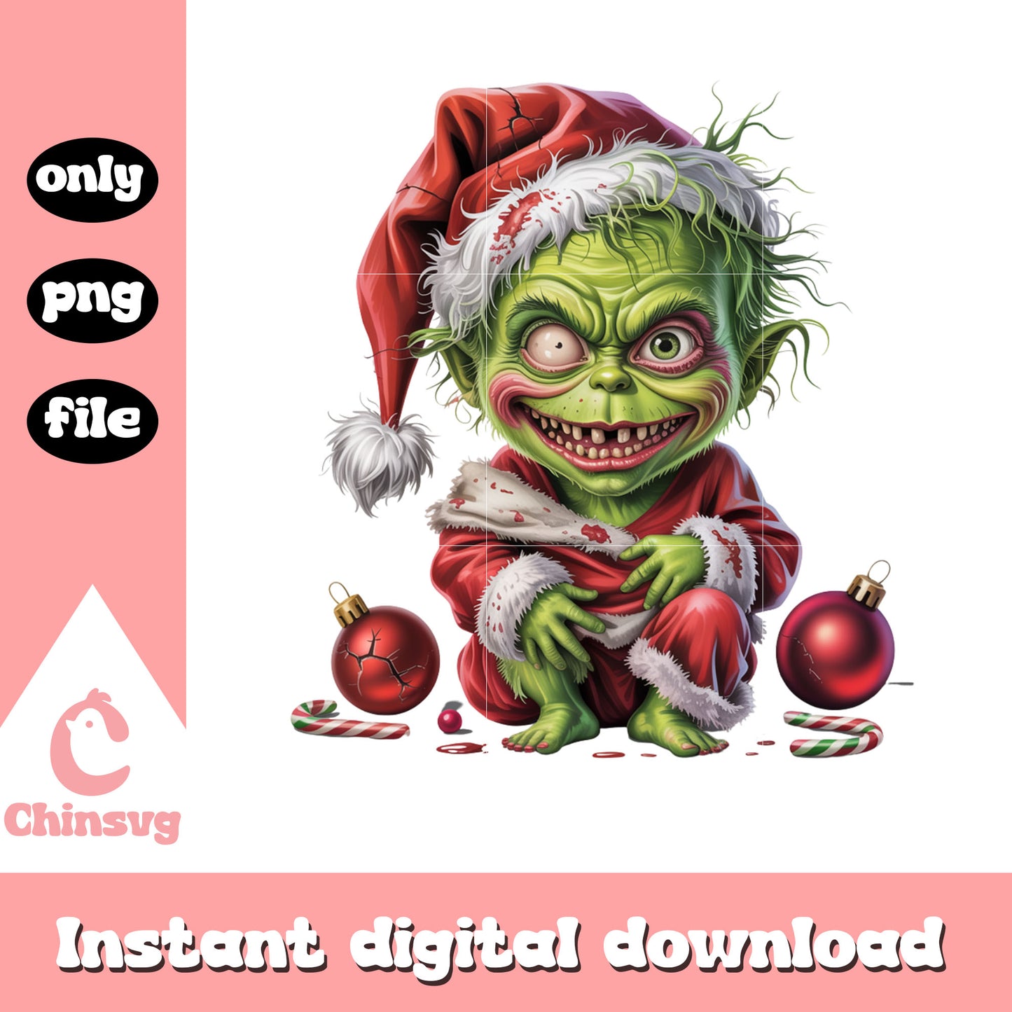 Zombie grinch christmas holiday png, christmas clipart grinch png