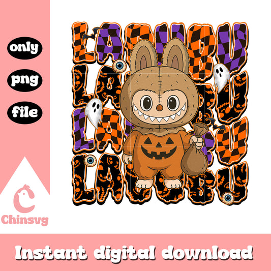 Zombie pumkin labubu doll design png, halloween zombie png