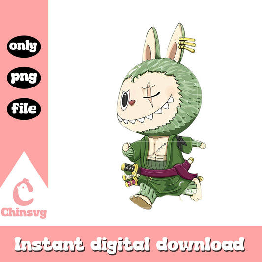 Zoro labubu cute doll clipart design png, zoro character png