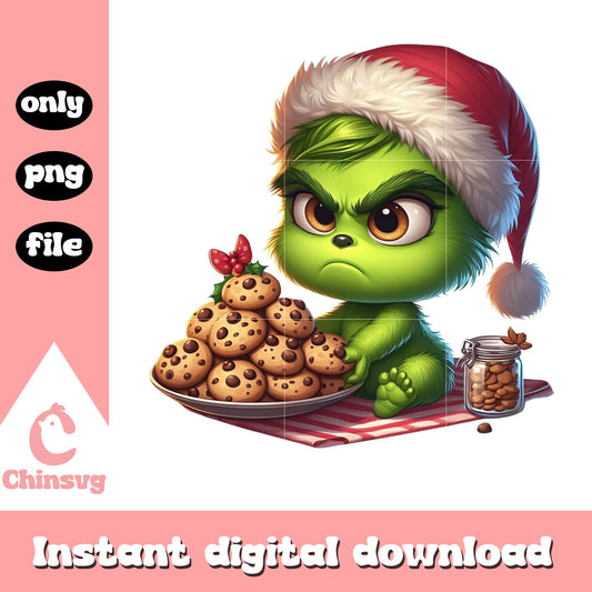 baby grinch and cookies png, christmas cookies recipes png