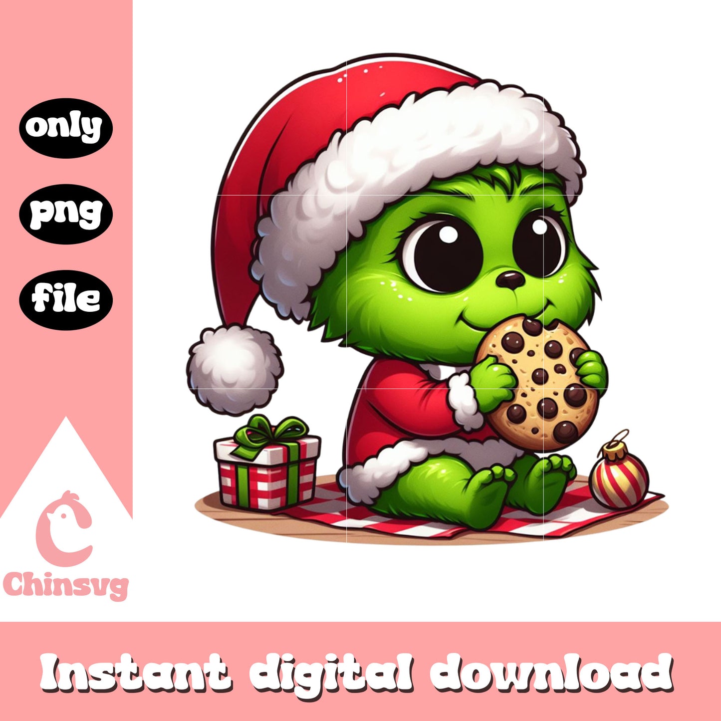 baby grinch eat cookies png, christmas cake png