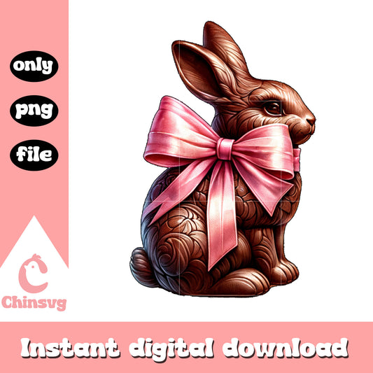 chocolate bunny and pink bow tie png, chocolate bunny png