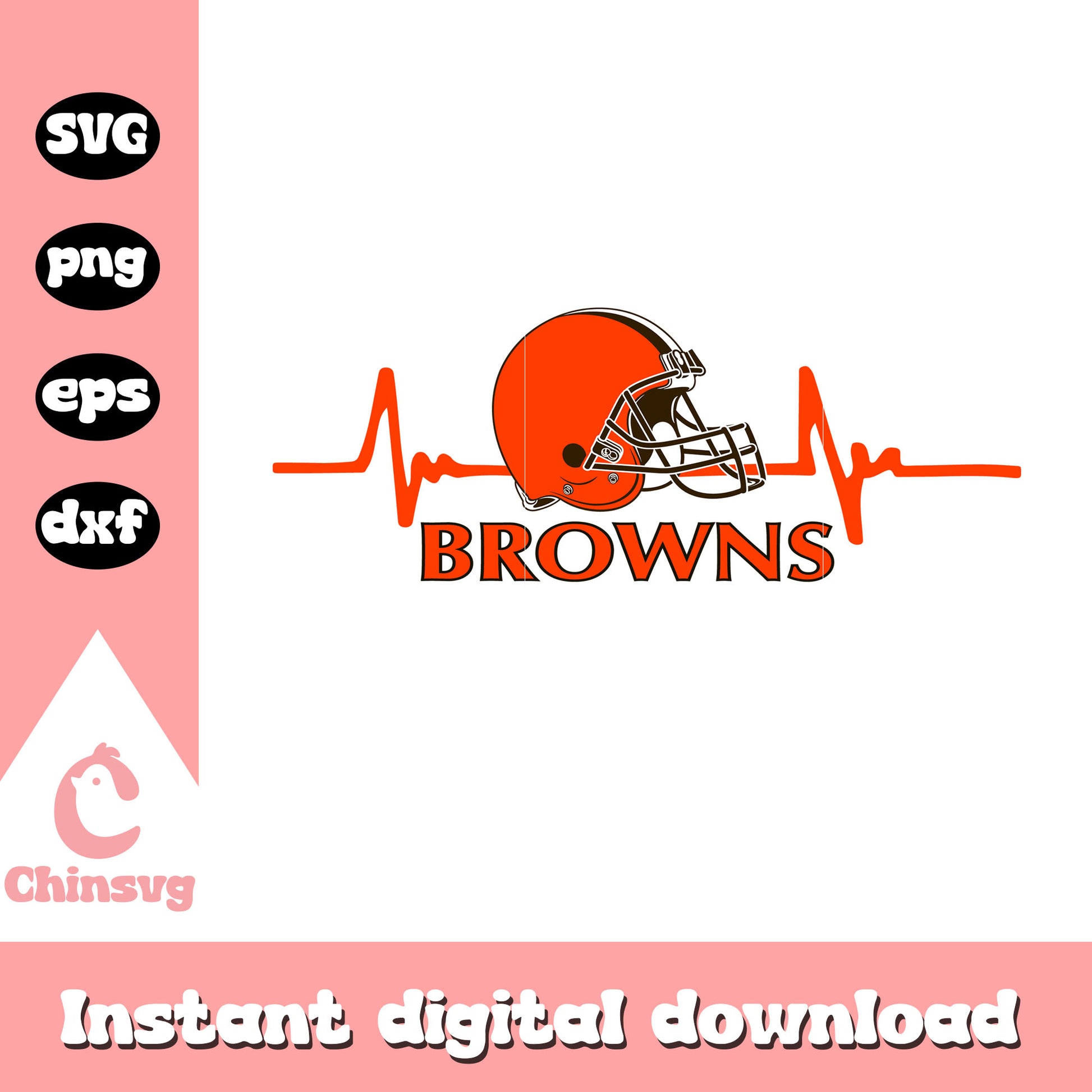 cleveland browns nfl heartbeat helmet svg, football cleveland browns logo svg