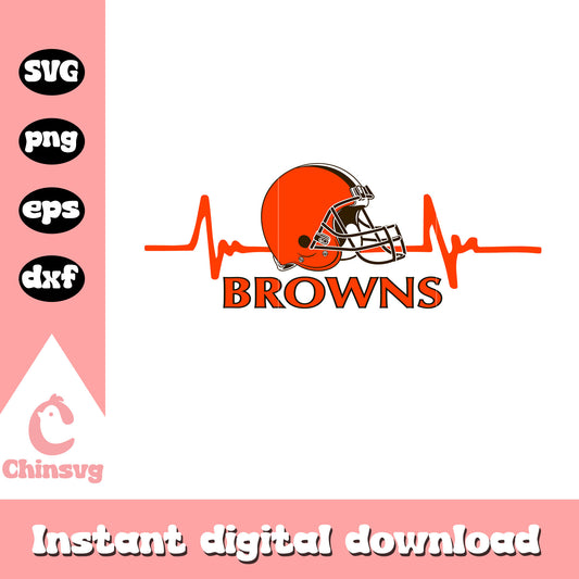 cleveland browns nfl heartbeat helmet svg, football cleveland browns logo svg