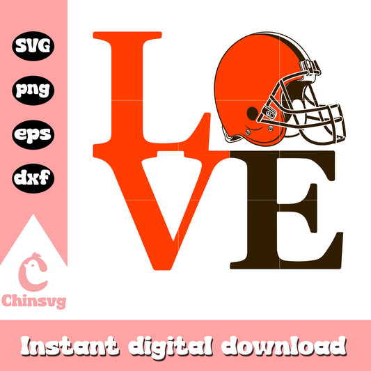 cleveland browns nfl helmet love svg, cleveland browns football logo svg