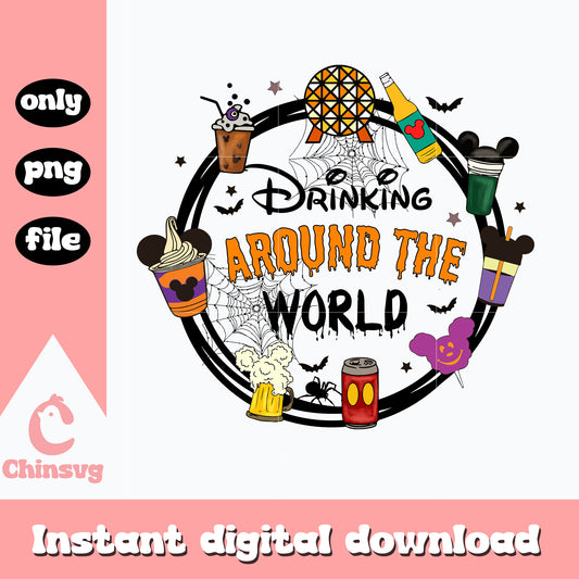 Drinking Around The World Png, Halloween png, digital download