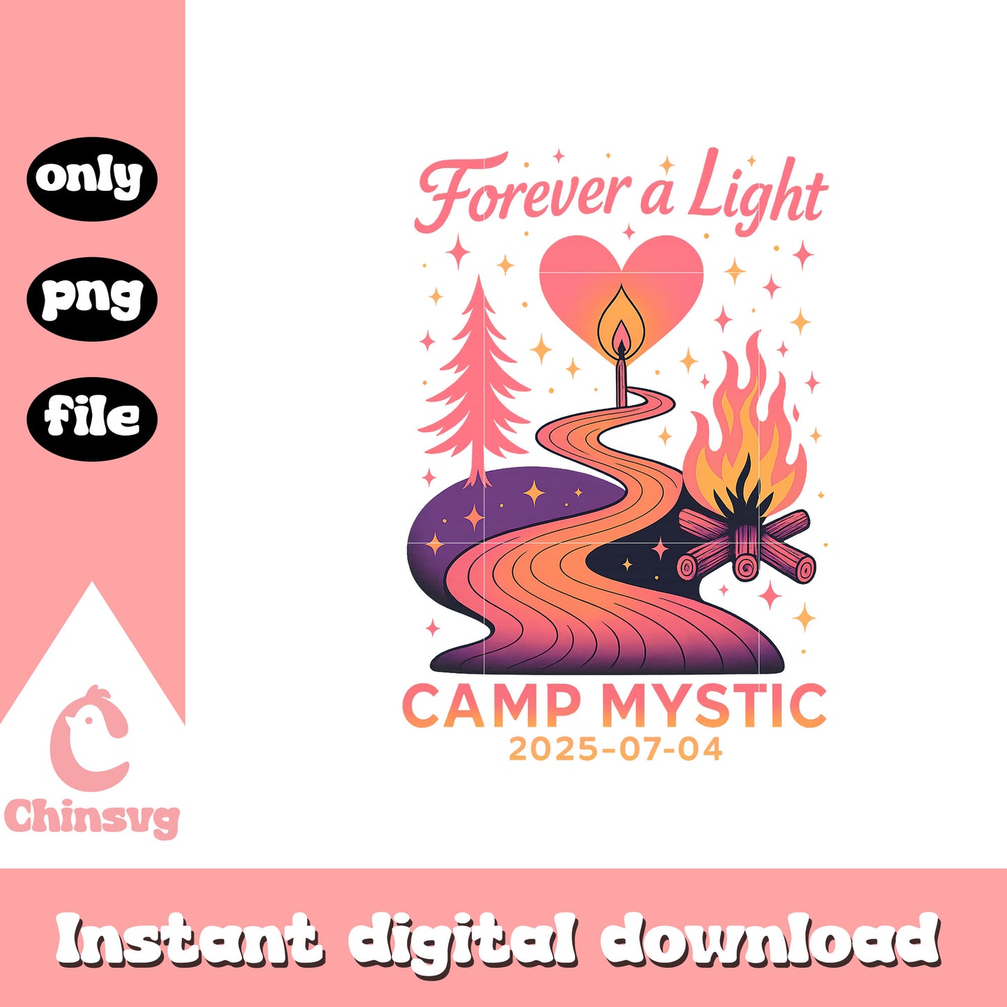 forever a light camp mystic 2025 pink design png, camp mystic png