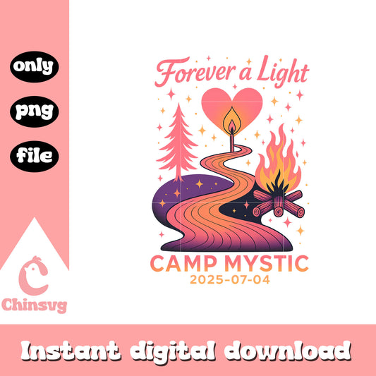 forever a light camp mystic 2025 pink design png, camp mystic png