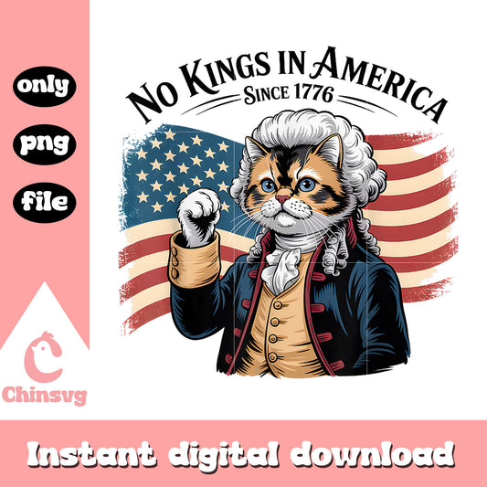 funny cat no kings in america design png, american flag png