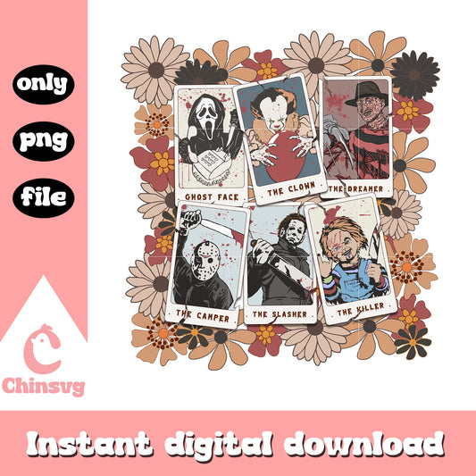 horror movies portrait picture floral png, horror image floral png