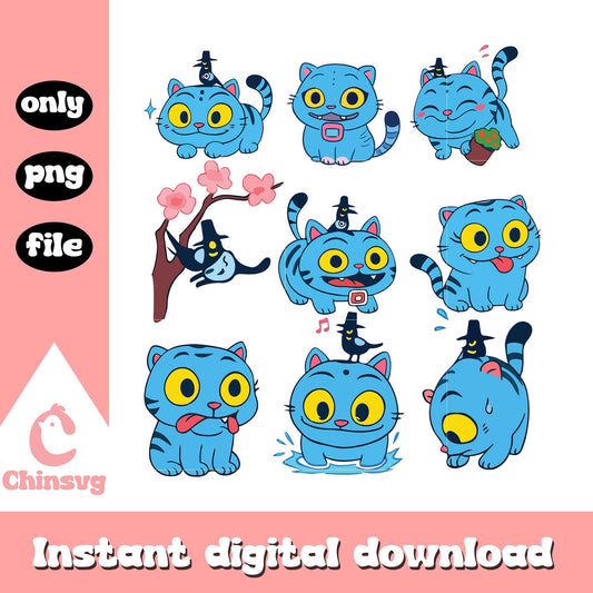 kpop hunter tiger cute design png, demon tiger blue png