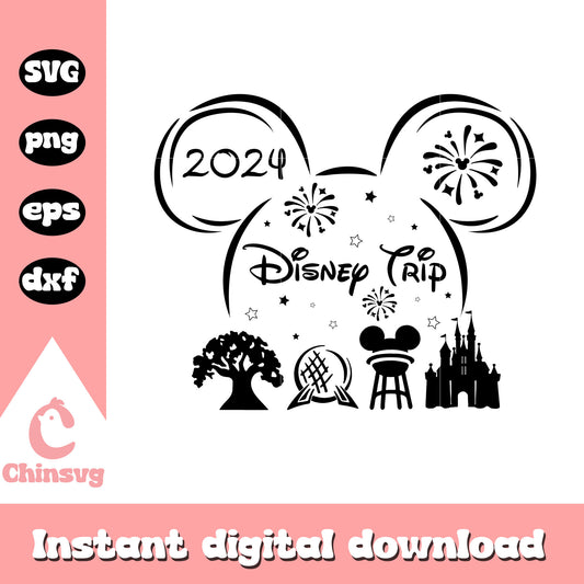 mickey disney trip 2024 svg, mickey ears svg, disney trip svg