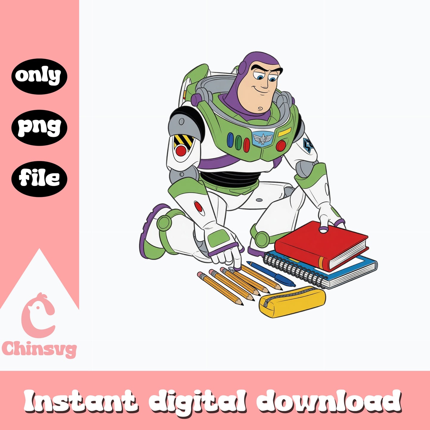 Buzz Lightyear Back To School PNG, Toy Story PNG, Disney PNG