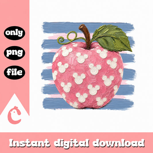 Mickey Apple With Mouse Ears PNG, Teacher Appreciation, School PNG