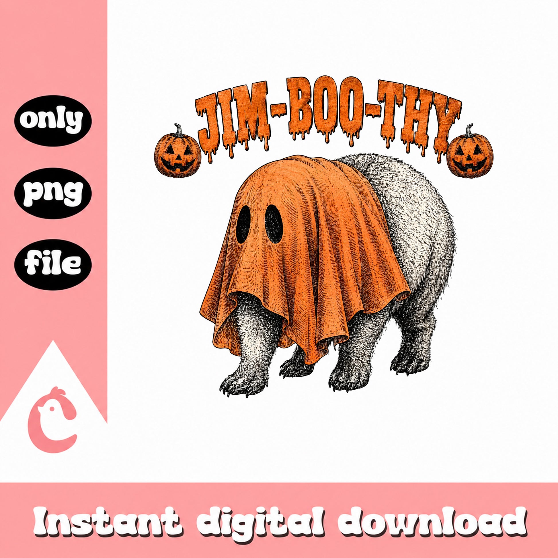 Jim Boo Thy Halloween Ghost Bear PNG, Funny Pumpkin, Halloween PNG