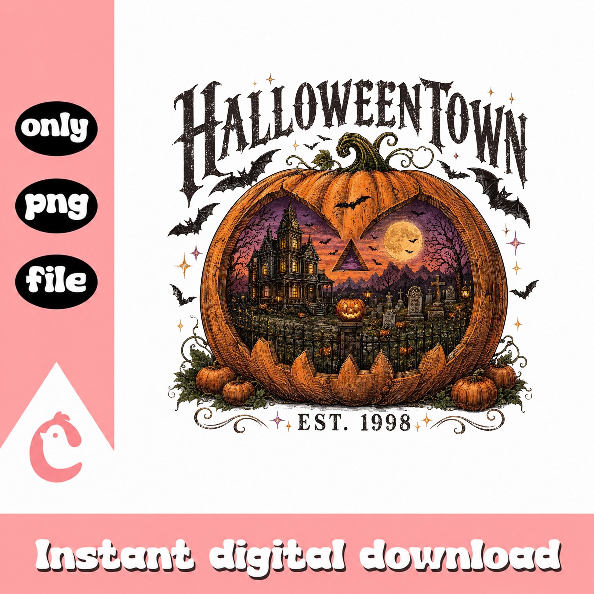Halloweentown Est 1998 PNG, Halloween Pumpkin PNG, Spooky Season PNG