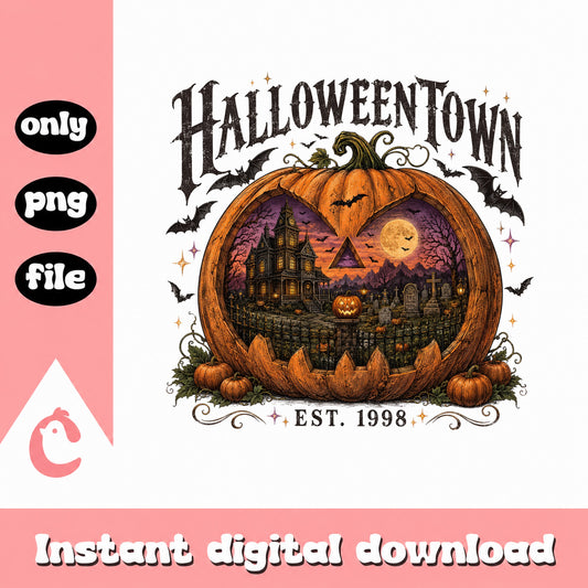 Halloweentown Est 1998 PNG, Halloween Pumpkin PNG, Spooky Season PNG