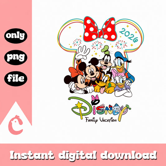 Disney Family Vacation 2026 PNG, Mickey And Friends PNG, Disney Trip PNG