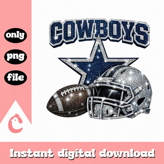 Dallas Cowboys Bling PNG, Football Helmet Sublimation PNG, NFL PNG