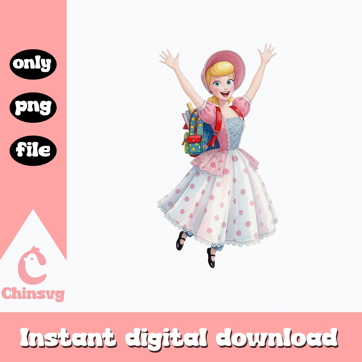 Bo Peep Back To School PNG, Toy Story PNG, Disney PNG