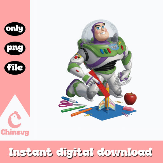 Buzz Lightyear Back To School PNG, Toy Story PNG, Disney PNG