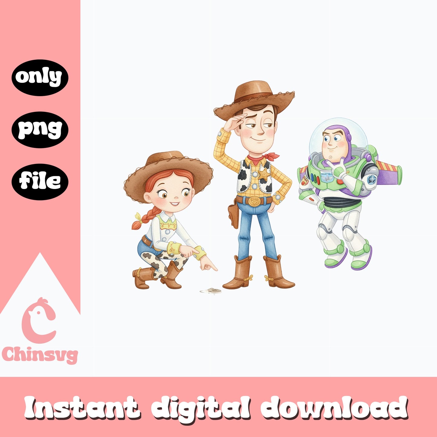 Toy Story Characters PNG, Woody Buzz Lightyear Jessie PNG, Disney PNG