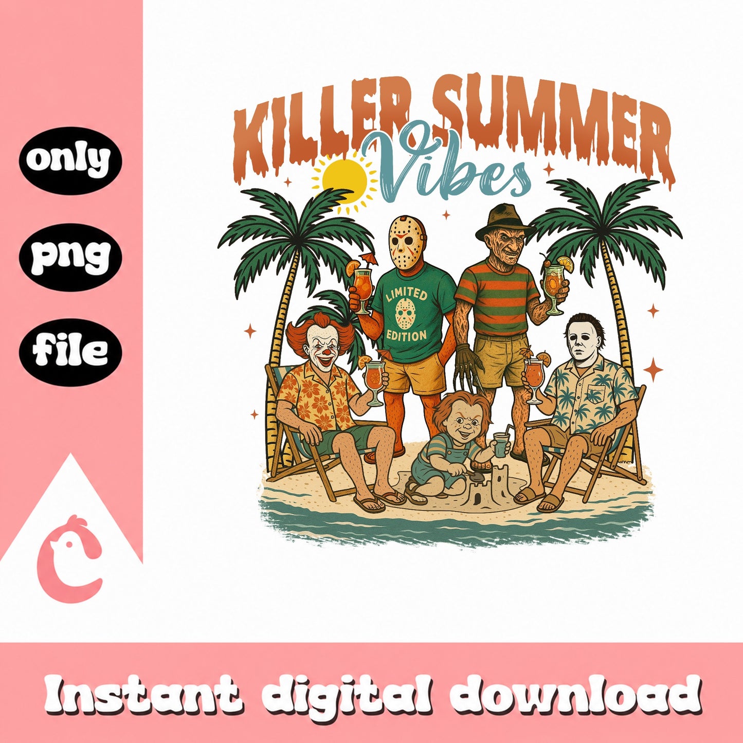 Killer Summer Vibes Horror Characters PNG, Halloween PNG, Horror Movie PNG