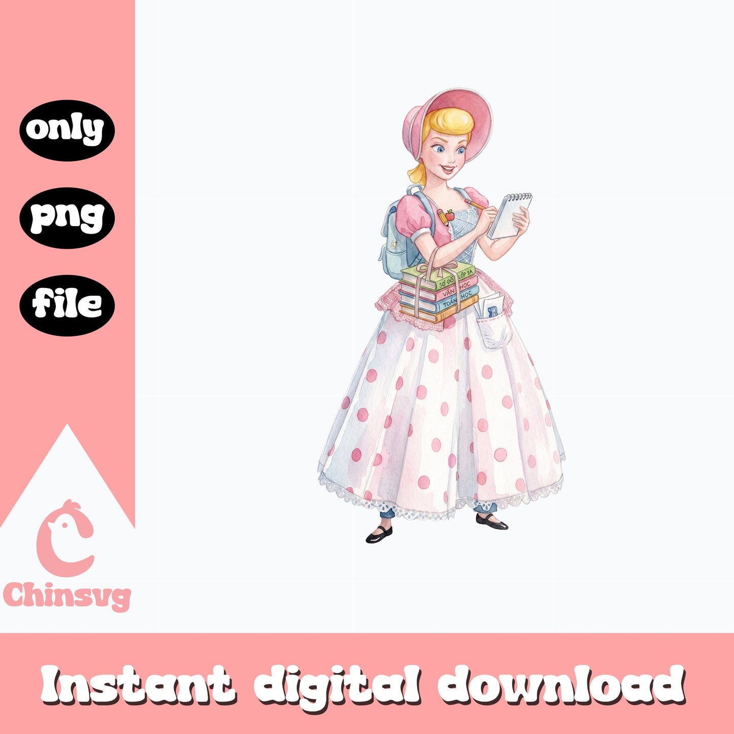 Bo Peep Back To School PNG, Toy Story PNG, Disney PNG