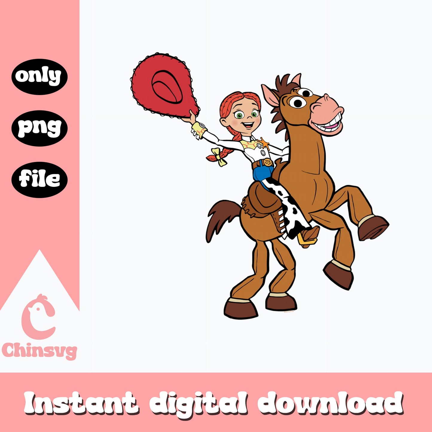 Jessie And Bullseye Toy Story PNG, Disney Pixar PNG, Cowgirl PNG