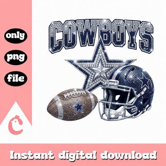 Dallas Cowboys Bling PNG, Football Helmet Sublimation PNG, NFL PNG