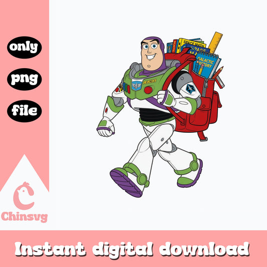 Buzz Lightyear Back To School PNG, Toy Story PNG, Disney PNG