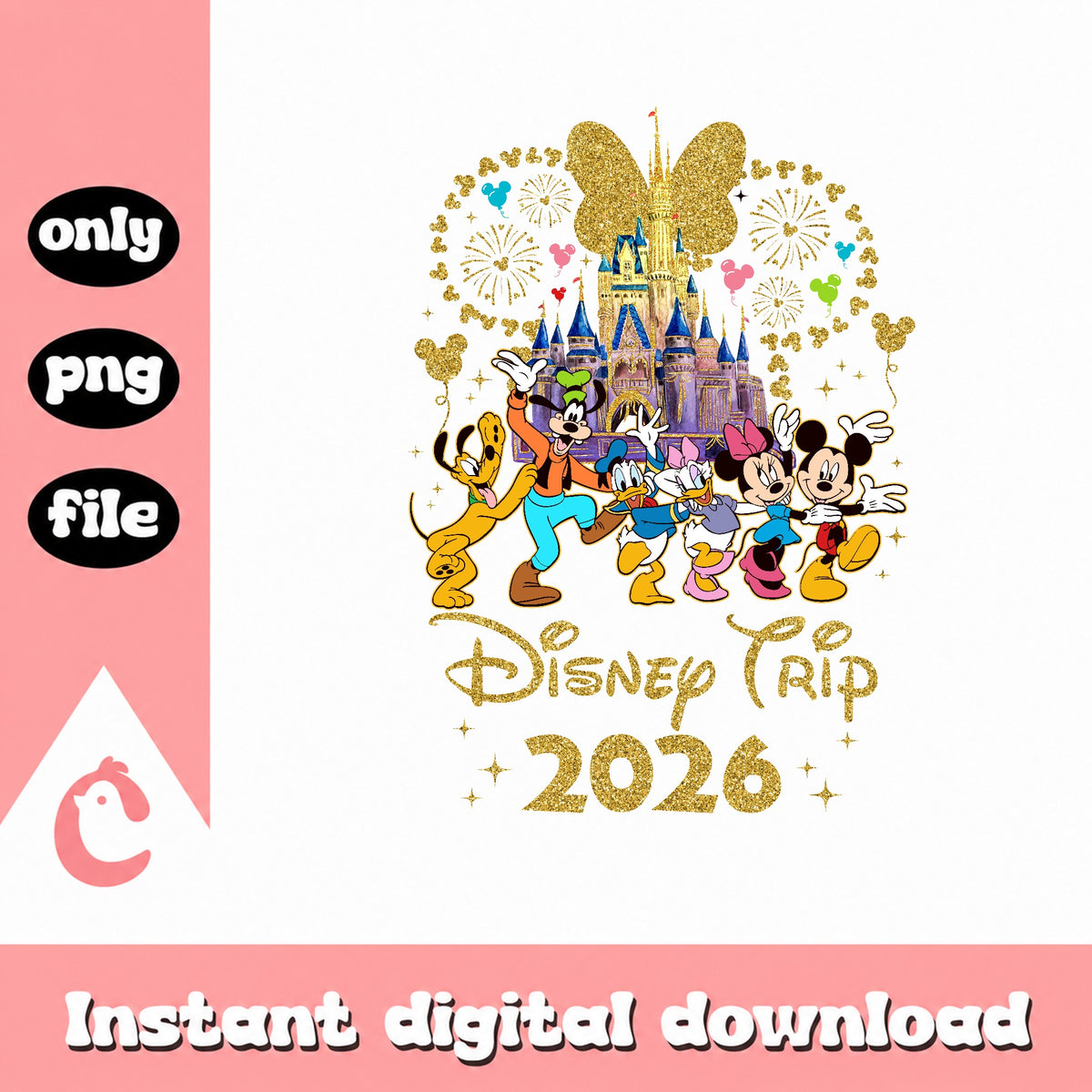 Disney Trip 2026 PNG, Mickey And Friends Castle PNG, Disney Family PNG