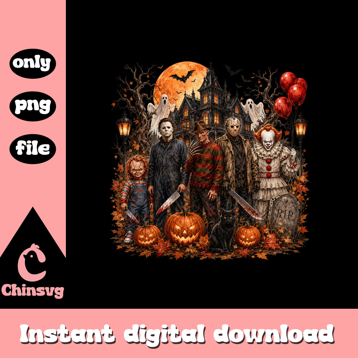 Horror Characters Halloween PNG, Scary Movie Villains PNG, Halloween PNG