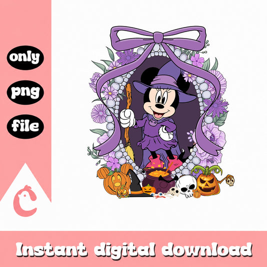 Minnie Mouse Halloween Witch PNG, Disney Halloween PNG, Pumpkin PNG