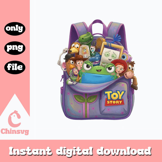 Toy Story Characters Backpack PNG, Disney Pixar PNG, Woody Buzz PNG