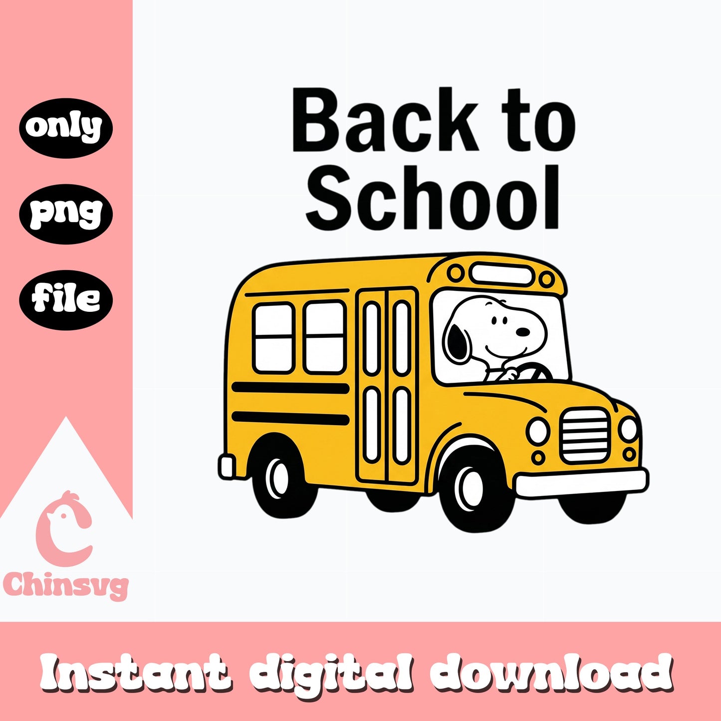 Snoopy Back To School PNG, School Bus PNG, Peanuts PNG