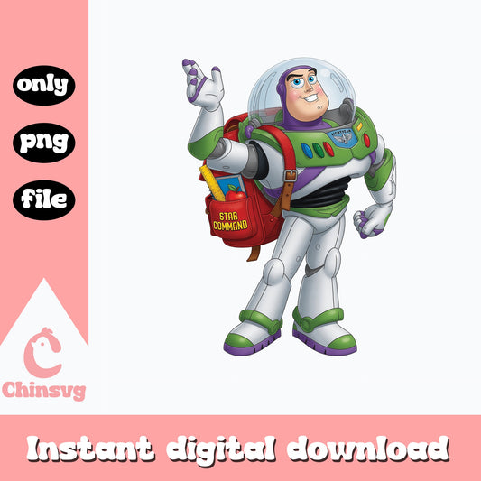 Buzz Lightyear Back To School PNG, Toy Story PNG, Disney PNG