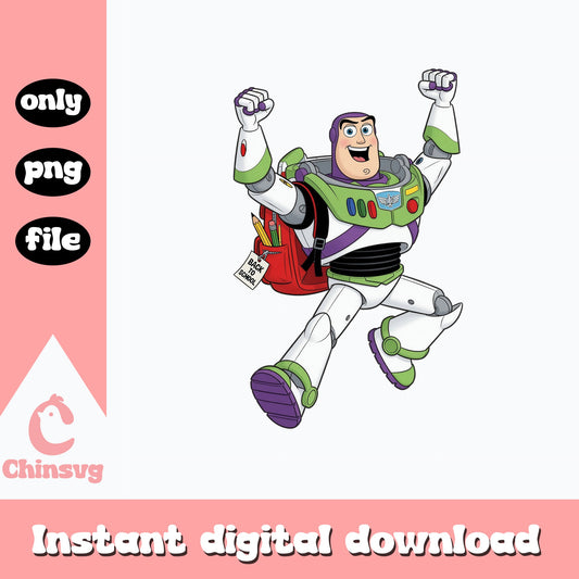 Buzz Lightyear Back To School PNG, Toy Story PNG, Disney PNG