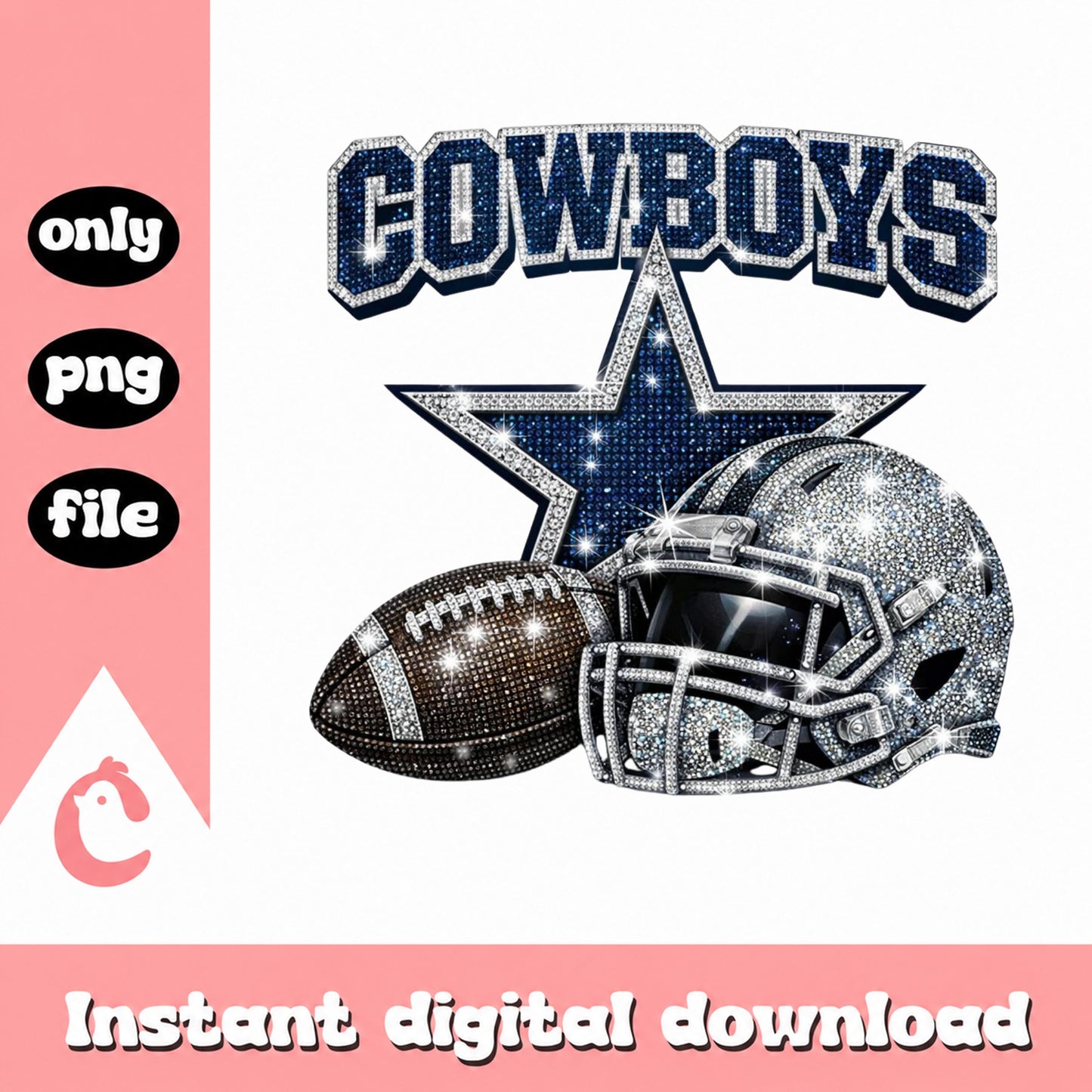 Dallas Cowboys Bling PNG, Football Helmet Sublimation PNG, NFL PNG