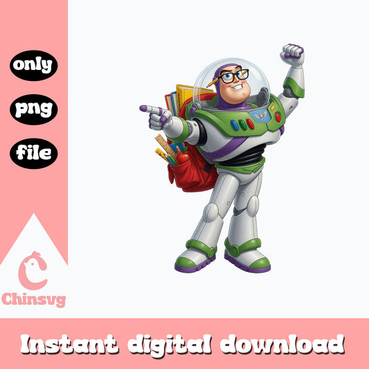 Buzz Lightyear Back To School PNG, Toy Story PNG, Disney PNG